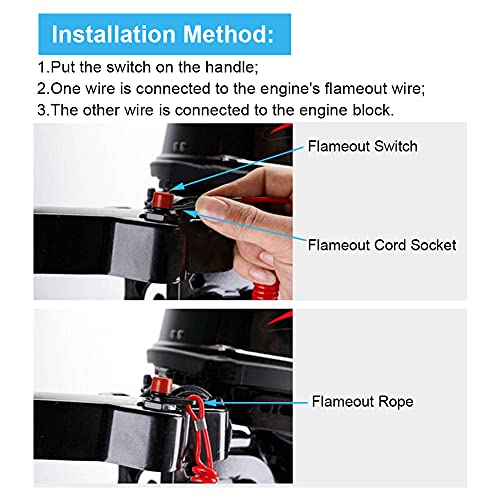 Keenso Llaves del interruptor de apagado universal fuera de borda Motocicletas fuera de borda Cortadoras de césped Interruptor de parada de apagado del motor de emergencia con cordón de amarre