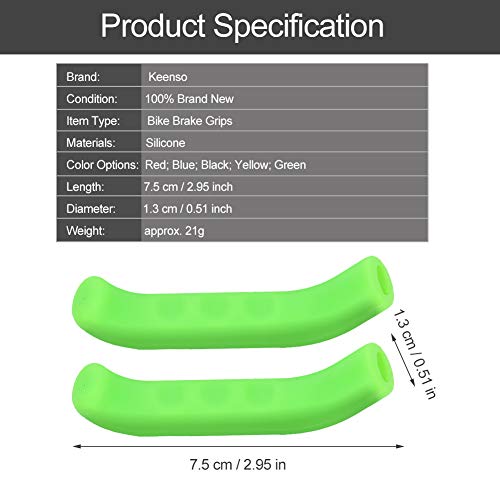 Keenso Protectores para Manetas de Bici, Agarre de Silicona Impermeable para maneta de Freno, Antideslizante (Verde)