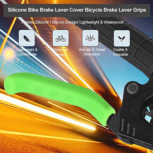 Keenso Protectores para Manetas de Bici, Agarre de Silicona Impermeable para maneta de Freno, Antideslizante (Verde)