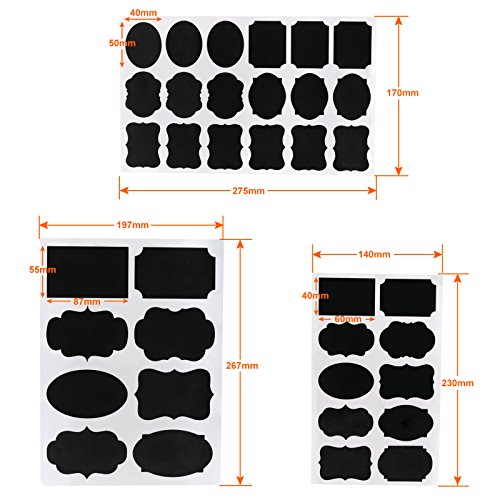 Kesote Etiquetas Adhesivas - 128 Pegatina Reutilizable + 2 Marcador de Tiza Blanco Pegatina de Pizarra Extraíble Borrable para Decorar Tarros, Vino, Despensa, Hogar y Oficina