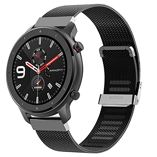 Keweni Correa Compatible con Amazfit GTR 47mm, Correa de Repuesto de Metal de Ajuste Rápido para Amazfit GTR 47mm (Negro)