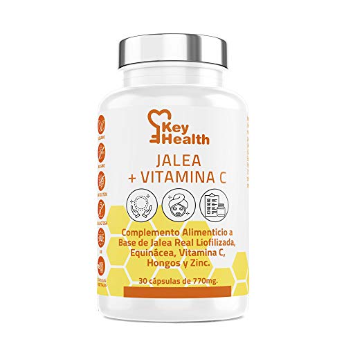 Key Health | Jalea Real con Vitamina C y Equinácea | Con Zinc Para Mayor Fuerza y Energía | Refuerza el Sistema Inmune y las Defensas | Para Hombres y Mujeres | Libre de Alérgenos y GMO | 30 Cápsulas