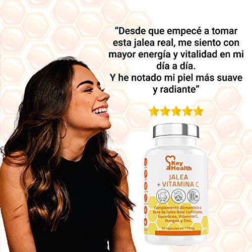 Key Health | Jalea Real con Vitamina C y Equinácea | Con Zinc Para Mayor Fuerza y Energía | Refuerza el Sistema Inmune y las Defensas | Para Hombres y Mujeres | Libre de Alérgenos y GMO | 30 Cápsulas