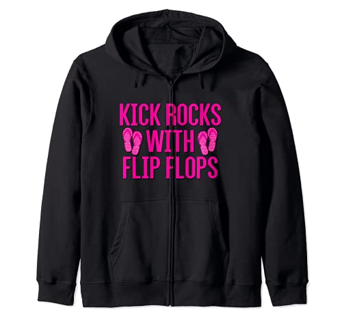 KICK ROCKS PARA MUJER CON FLIP FLOPS PINK Text Design Sudadera con Capucha