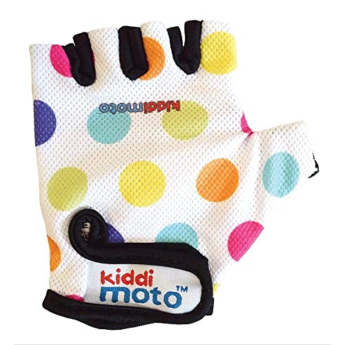 Kiddimoto Guantes de Ciclismo sin Dedos para Infantil (niñas y niños) - Bicicleta, MTB, BMX, Carretera, Montaña - Puntos de Pastel - Talla: S (2-5 años)