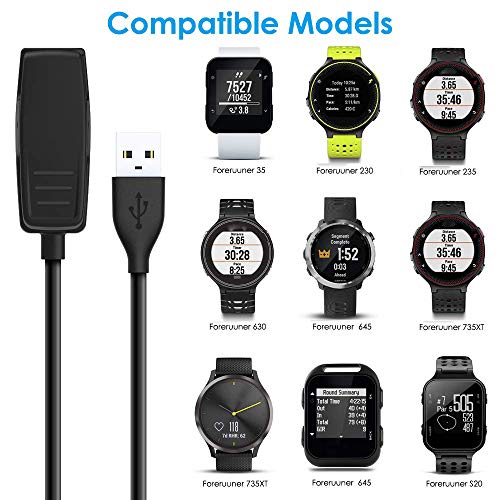 KIMILAR Cargador Compatible con Garmin Lily/Garmin Forerunner 35 735XT 235 645 230 630, Vivomove HR, (2 Pack) Cable de Carga USB Repuesto Compatible con Lily Classic/Approach G10 S20 Smartwatch