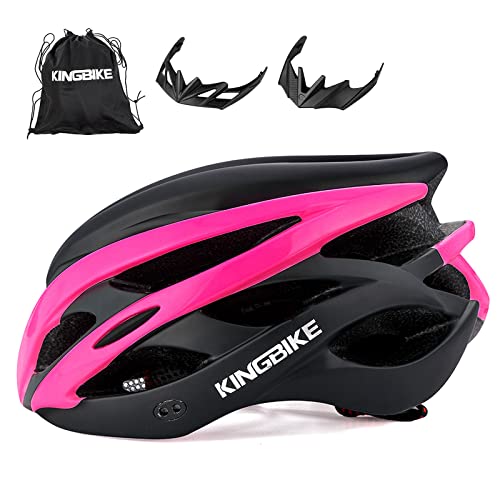 KING BIKE Casco de Bicicleta con Luz LED para Hombres Damas Casco En Los Cascos Artículos Deportivos Cascos de Bicicleta Ltd Racing Bike Mountain Shell MTB,L/XL(59-62CM)