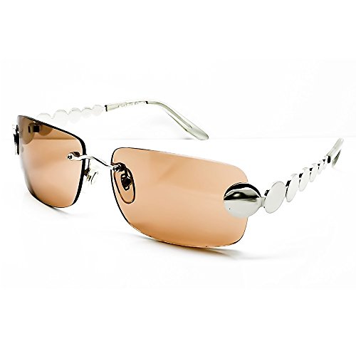 KISS Gafas de sol RIMLESS - MATRIX SMITH style - hombre mujer TRILOGY CULT light rectangular VINTAGE - MARRÓN V1