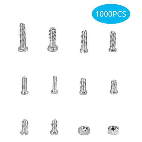 Kit de Reparación de Gafas 1000 PCS Tornillos Tuercas Surtido Kits Tornillos y Tuercas de Acero Inoxidable con Destornillador y Pinza Kits de Tornillo Pequeño para Gafas/Gafas de Sol/Reloj