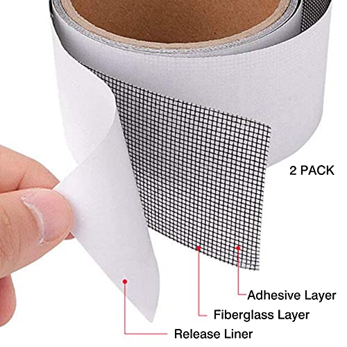 Kit de reparación de puertas y ventanas con mosquitero Cinta de malla autoadhesiva para pantallas Cinta impermeable autoadhesiva extra fuerte 1.97 x 78.74 pulgadas (5cm * 2m) Paquete de 2