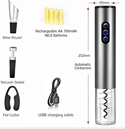 Kit de Sacacorchos Eléctrico Inalámbrico, Profesional Automático, Abridor de Botellas Recargable, Vertedor de Vino, Tapón de Silicona de Vacío, Caja de Regalo