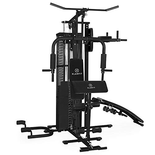 Klarfit Ultimate Gym - Máquina multifunción musculación, Multiestación musculacion, Máquina de musculación, Hombros, Espalda, Brazos, isquiotibiales y glúteos, Acolchada, 5000, Negro