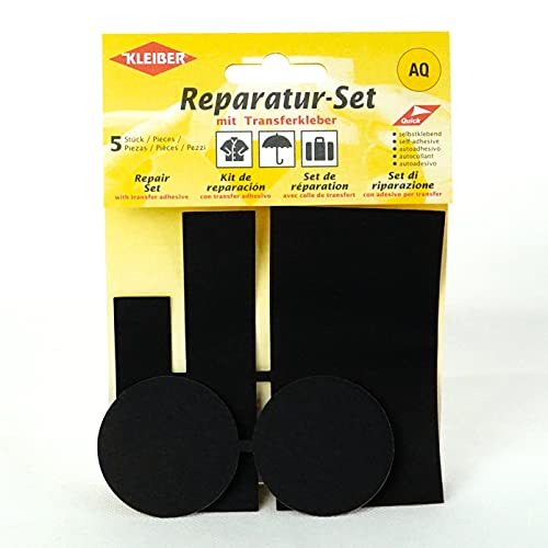 Kleiber - Juego de Parches de reparación para Ropa, de Nailon, autoadhesivos, 5 Piezas, Color Negro