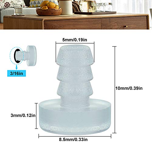 KLYNGTSK 40 PCS Topes Transparente para Muebles con Tallo Topes de Mesa de Vidrio Topes para Puertas Amortiguación de Ruido para Cajones, Puertas, Mesas de Vidrio para Agujero de 3/16 Pulgadas