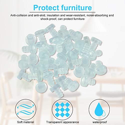 KLYNGTSK 40 PCS Topes Transparente para Muebles con Tallo Topes de Mesa de Vidrio Topes para Puertas Amortiguación de Ruido para Cajones, Puertas, Mesas de Vidrio para Agujero de 3/16 Pulgadas