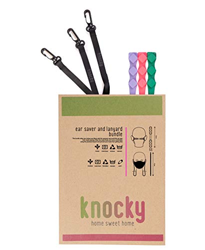 KNOCKY 3 Cordones Sujeta Mascarillas y 3 Protector Orejas Mascarillas de Silicona. Enganches Sujeta Mascarillas Salvaorejas para Cuello con Sujetamascarillas con Adaptador Ajustable de 3 Ganchos