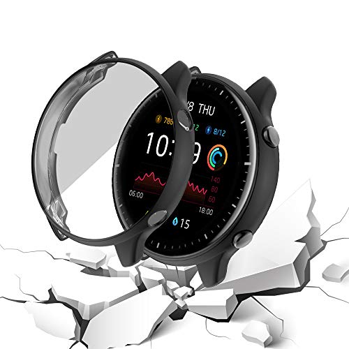 KONEE Funda Compatible con Amazfit GTR 2e / Amazfit GTR 2, [Anti-rasguños], Carcasa Protectora con Protector de Pantalla de TPU, Carcasas Protector para Amazfit GTR 2e / Amazfit GTR 2 - Negro