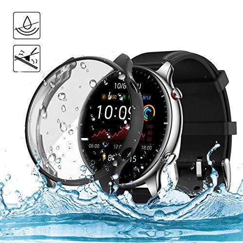 KONEE Funda Compatible con Amazfit GTR 2e / Amazfit GTR 2, [Anti-rasguños], Carcasa Protectora con Protector de Pantalla de TPU, Carcasas Protector para Amazfit GTR 2e / Amazfit GTR 2 - Negro