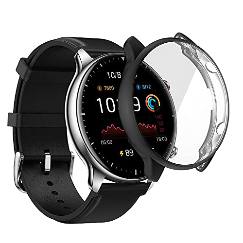 KONEE Funda Compatible con Amazfit GTR 2e / Amazfit GTR 2, [Anti-rasguños], Carcasa Protectora con Protector de Pantalla de TPU, Carcasas Protector para Amazfit GTR 2e / Amazfit GTR 2 - Negro