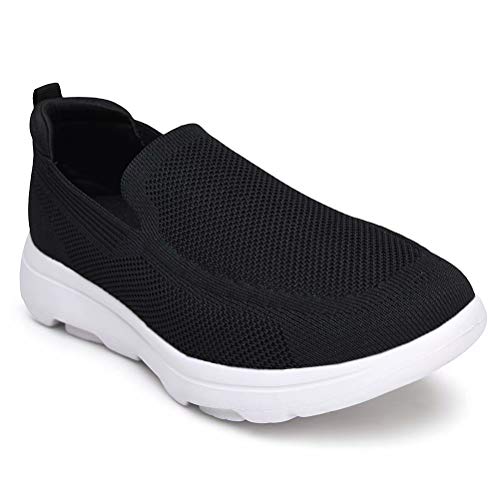 konhill Zapatillas Casual para Hombre Sin Cordones Calzado de Walking Deportivo Bajas de Ligerasy Transpirables Zapatos de Tenis EU 41 Negro
