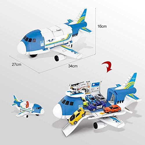 kramow Coche de Juguete 2 3 4 5 Años,Coches Juguete para Niños Chicos,Camión Transportador Aviones De Juguete Regalo