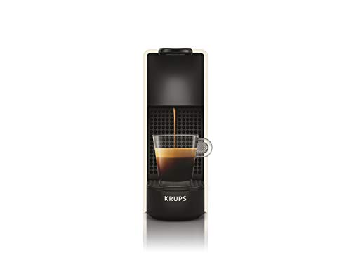 Krups Nespresso Essenza Mini XN1101 - Cafetera monodosis de cápsulas Nespresso, compacta, 19 bares, apagado automático, color blanco, 14 cápsulas interior