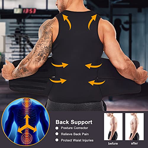 KUMAYES Sauna Adelgazante Compresion con Cinturones Dobles para Deporte Fitness Hombre Neopreno Camiseta Reductora Sauna Moldeadora Camiseta