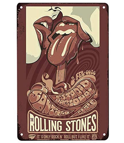 Kustom Factory - Placa de acero con texto "The Rolling Stones Santiago"