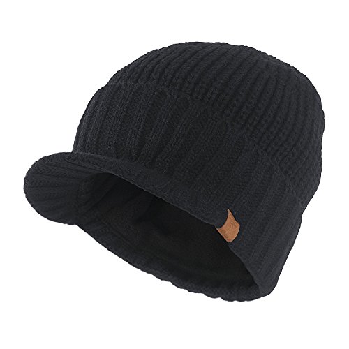 Kuyou Gorro de punto con visera, para hombre, de invierno, Negro , Talla única