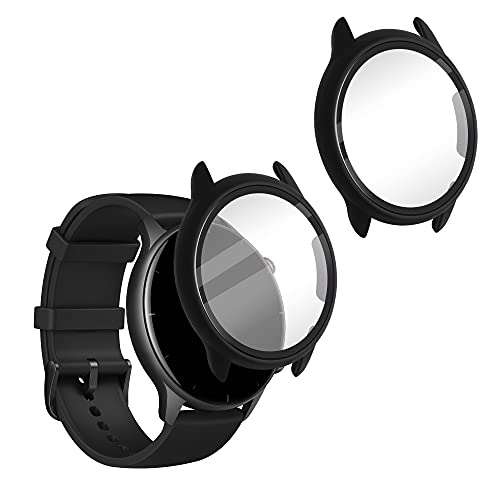 kwmobile 2X Carcasa Compatible con Huami Amazfit GTR 2 / 2e - Funda con Vidrio Templado y Marco - En Negro