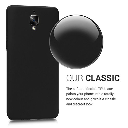 kwmobile Carcasa Compatible con OnePlus 3 / 3T - Funda de Silicona para móvil - Cover Trasero en Negro Metalizado