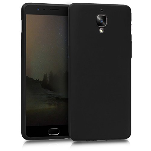 kwmobile Carcasa Compatible con OnePlus 3 / 3T - Funda de Silicona para móvil - Cover Trasero en Negro Metalizado