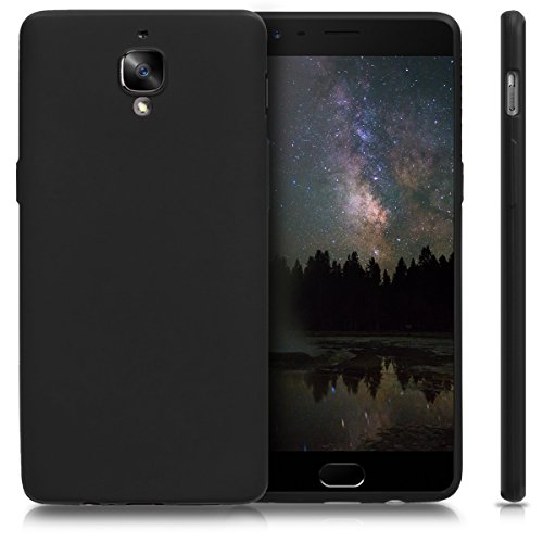 kwmobile Carcasa Compatible con OnePlus 3 / 3T - Funda de Silicona para móvil - Cover Trasero en Negro Metalizado