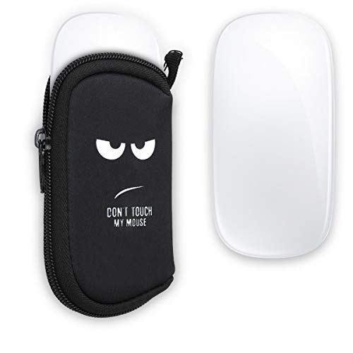 kwmobile Funda Compatible con Apple Magic Mouse 1/2 - Estuche de Neopreno con Cremallera - Carcasa Don't Touch my Mouse