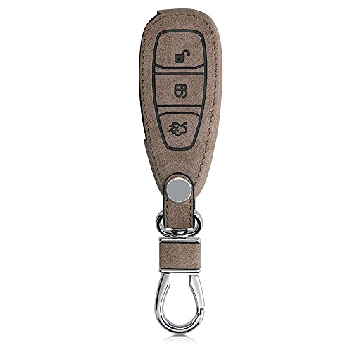 kwmobile Funda para Llave de Coche Compatible con Ford - Carcasa de Ante sintético para Mando de Coches - de Aguja magnética