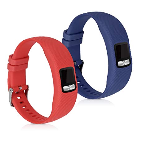kwmobile Pulsera Compatible con Garmin Vivofit 4-2X Correa de TPU para Reloj Inteligente - Azul Oscuro/Rojo