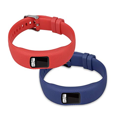 kwmobile Pulsera Compatible con Garmin Vivofit 4-2X Correa de TPU para Reloj Inteligente - Azul Oscuro/Rojo