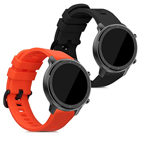 kwmobile Pulsera Compatible con Huami Amazfit GTR (47mm) / GTR 2 / GTR 2e / GTR3 / GTR 3 Pro - 2X Correa de TPU para Reloj Inteligente - Negro/Rojo