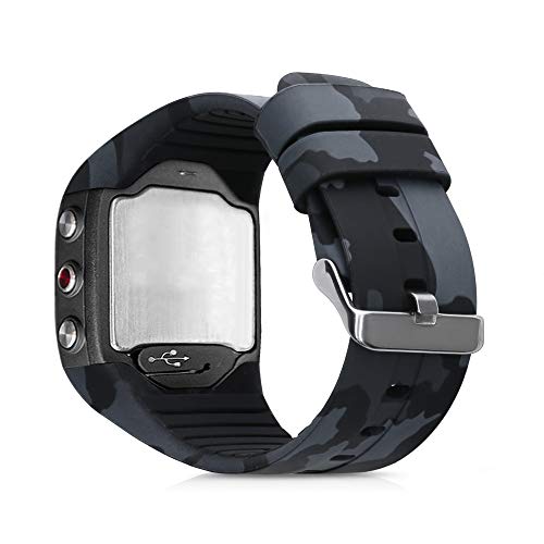 kwmobile Pulsera Compatible con Polar M400 / M430 - Brazalete de Silicona y TPU Camouflage Gris Oscuro/Negro/Gris Claro