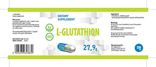 L-glutathione (Reducido) 250mg 90 Cápsulas Veganas