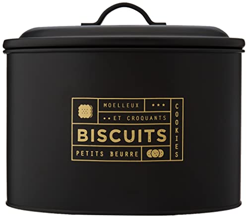 LA BOITE A BT6670 - Caja para galletas, metal, color negro y dorado, 21 x 14 x 17 cm