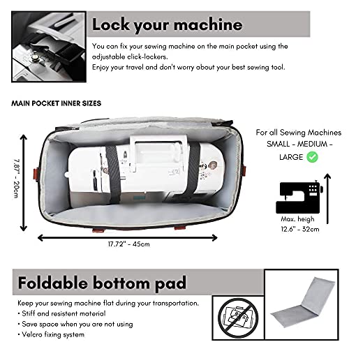 La Canilla - Trolley para Máquina de Coser Alfa, Singer, Brother (y más) Maleta con Ruedas para Manualidades, Almacenamiento y Accesorios de Costura con Funda Anti-Polvo