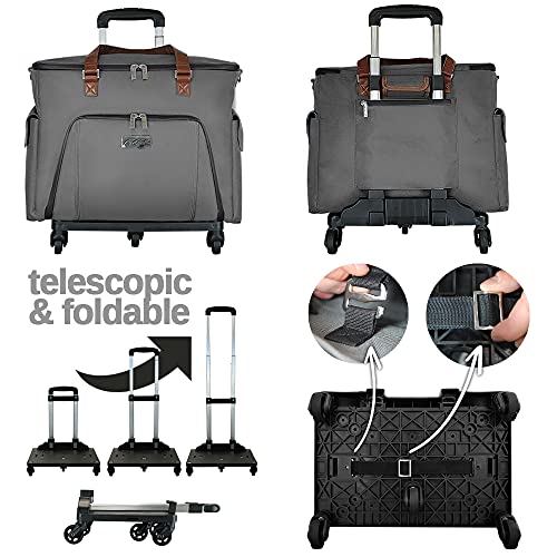 La Canilla - Trolley para Máquina de Coser Alfa, Singer, Brother (y más) Maleta con Ruedas para Manualidades, Almacenamiento y Accesorios de Costura con Funda Anti-Polvo