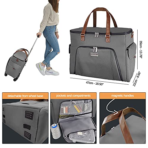 La Canilla - Trolley para Máquina de Coser Alfa, Singer, Brother (y más) Maleta con Ruedas para Manualidades, Almacenamiento y Accesorios de Costura con Funda Anti-Polvo