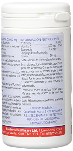 Lamberts Vitamina C 1000mg con Bioflavonoides y Escaramujo - 60 Tabletas