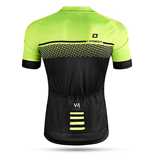 LAMEDA Maillot Ciclismo Hombre Ropa Camiseta Bicicleta MTB con Mangas Cortas(Verde-M)