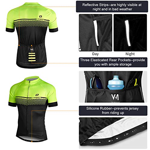 LAMEDA Maillot Ciclismo Hombre Ropa Camiseta Bicicleta MTB con Mangas Cortas(Verde-M)