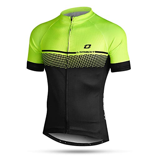 LAMEDA Maillot Ciclismo Hombre Ropa Camiseta Bicicleta MTB con Mangas Cortas(Verde-M)