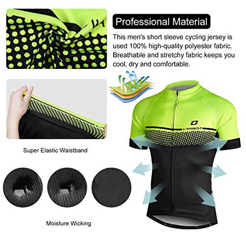 LAMEDA Maillot Ciclismo Hombre Ropa Camiseta Bicicleta MTB con Mangas Cortas(Verde-M)