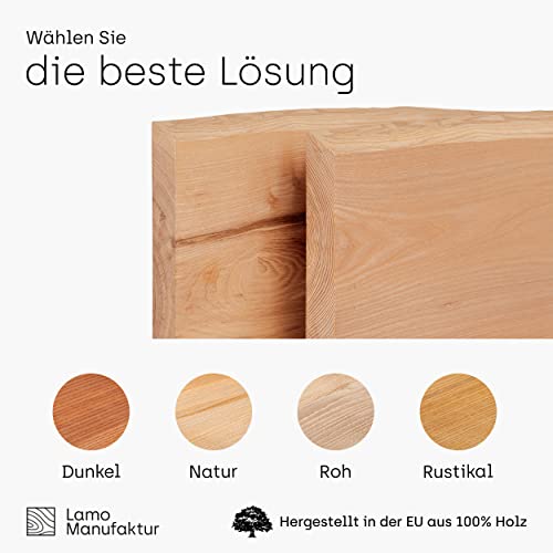 LAMO Manufaktur Encimera para Lavabo Encimera de Baño Encimera de Madera con Borde Vivo Estante de Baño, 150x50 cm (LxA), Color Natural, Sin Accesorios de Montaje, LWP-01-A-002-CN